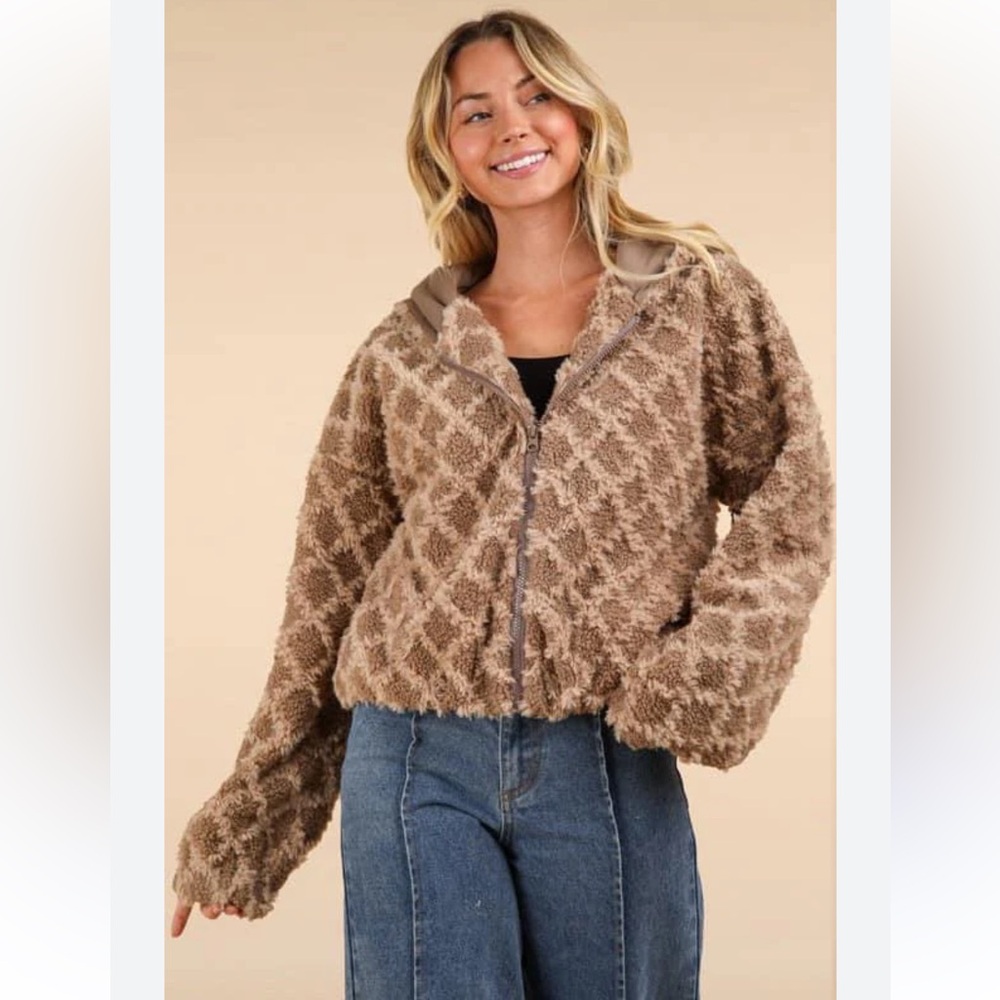 Oversized Fur Textured Hoodie size large